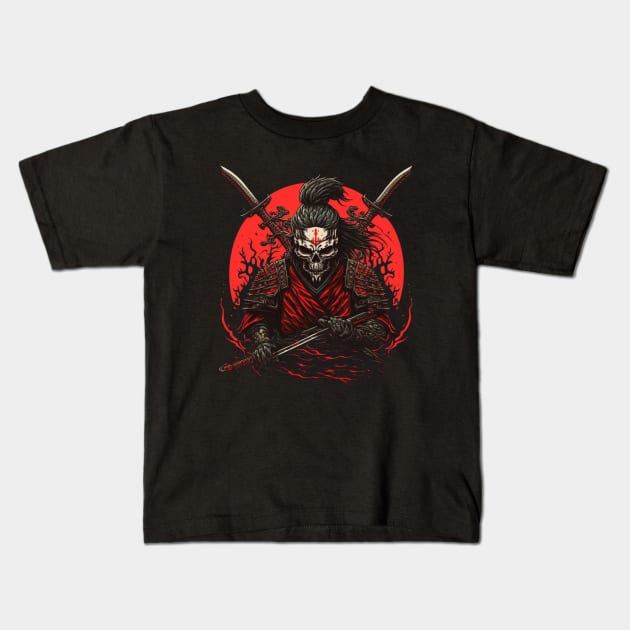 The Crimson Samurai Kids T-Shirt by Abili-Tees